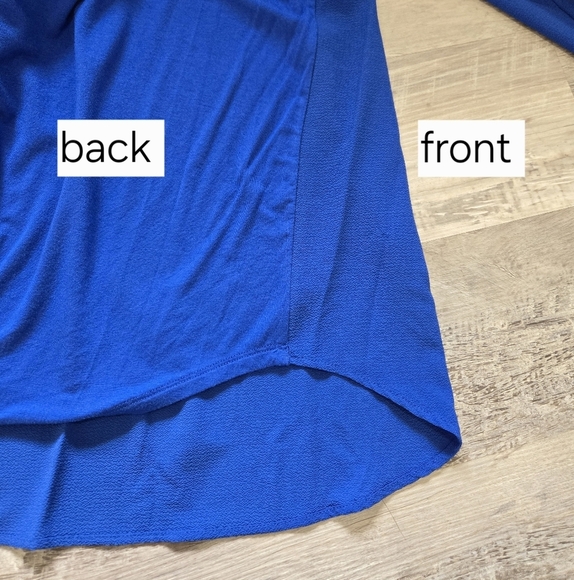 NEW ALYX Blue Blouse Size 1X Lightweight 3/4 Sleeves Flowy V-Neck Office Savvy - Picture 10 of 13